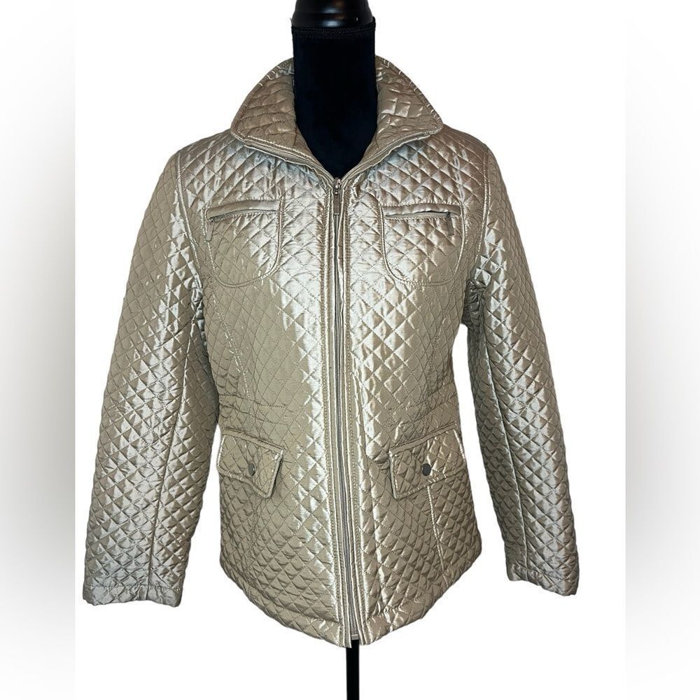 WHITE STAG QUILTED GOLD‎ PUFFER WINTER COAT WOMENS SIZE SMALL *Stunning